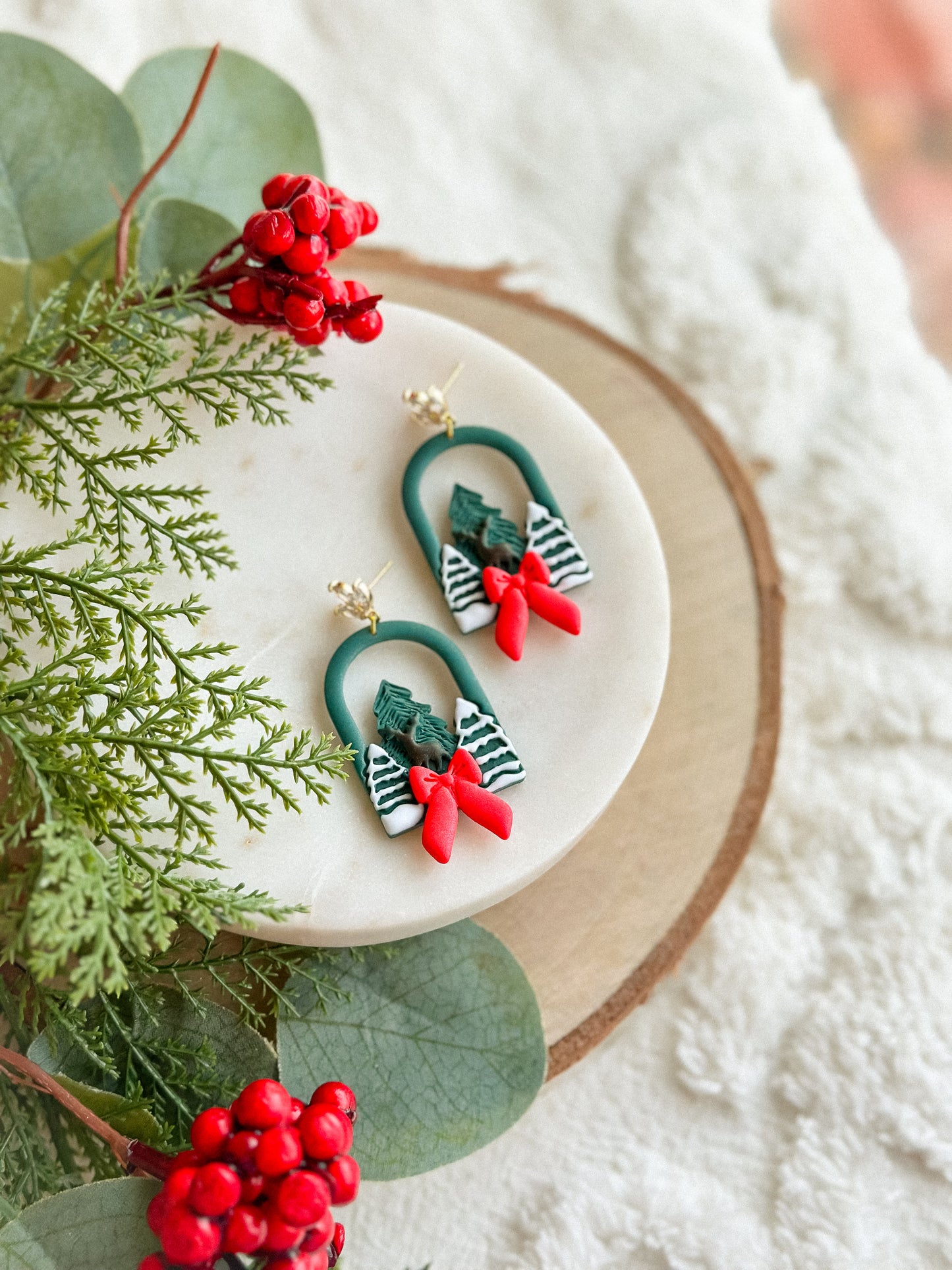 Shimmery Winter Scene on Crystal Leaves
