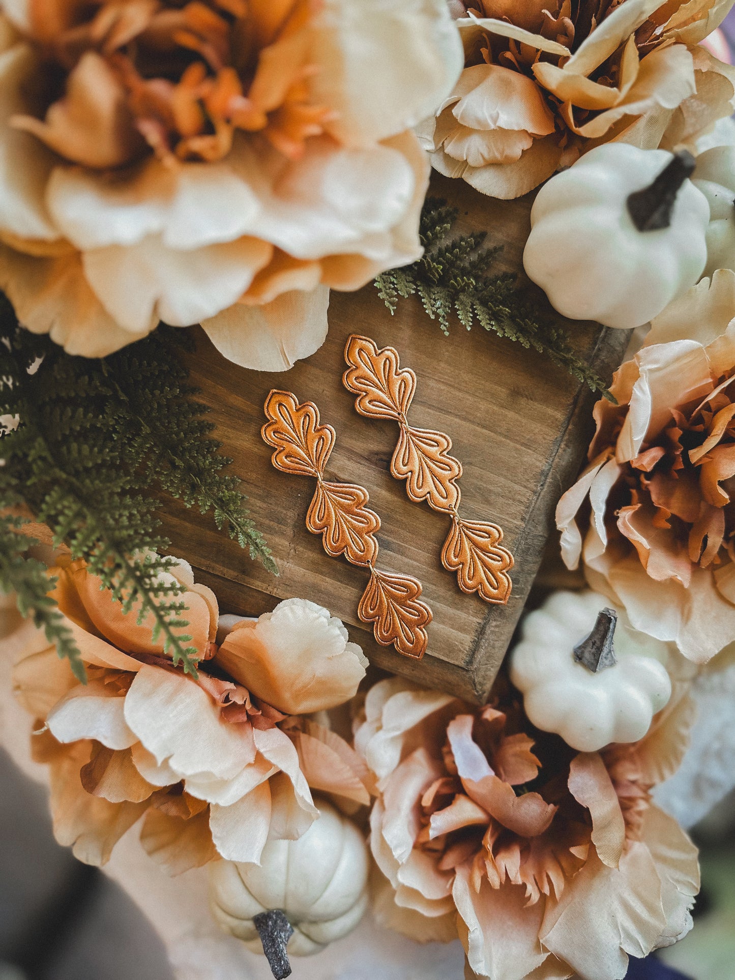 Copper Falling Leaves Dangles