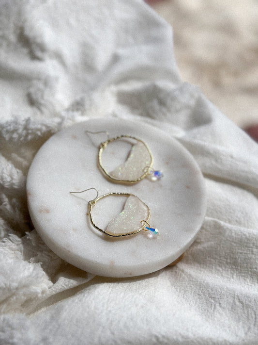 Opal Stained Glass Hoops Earrings