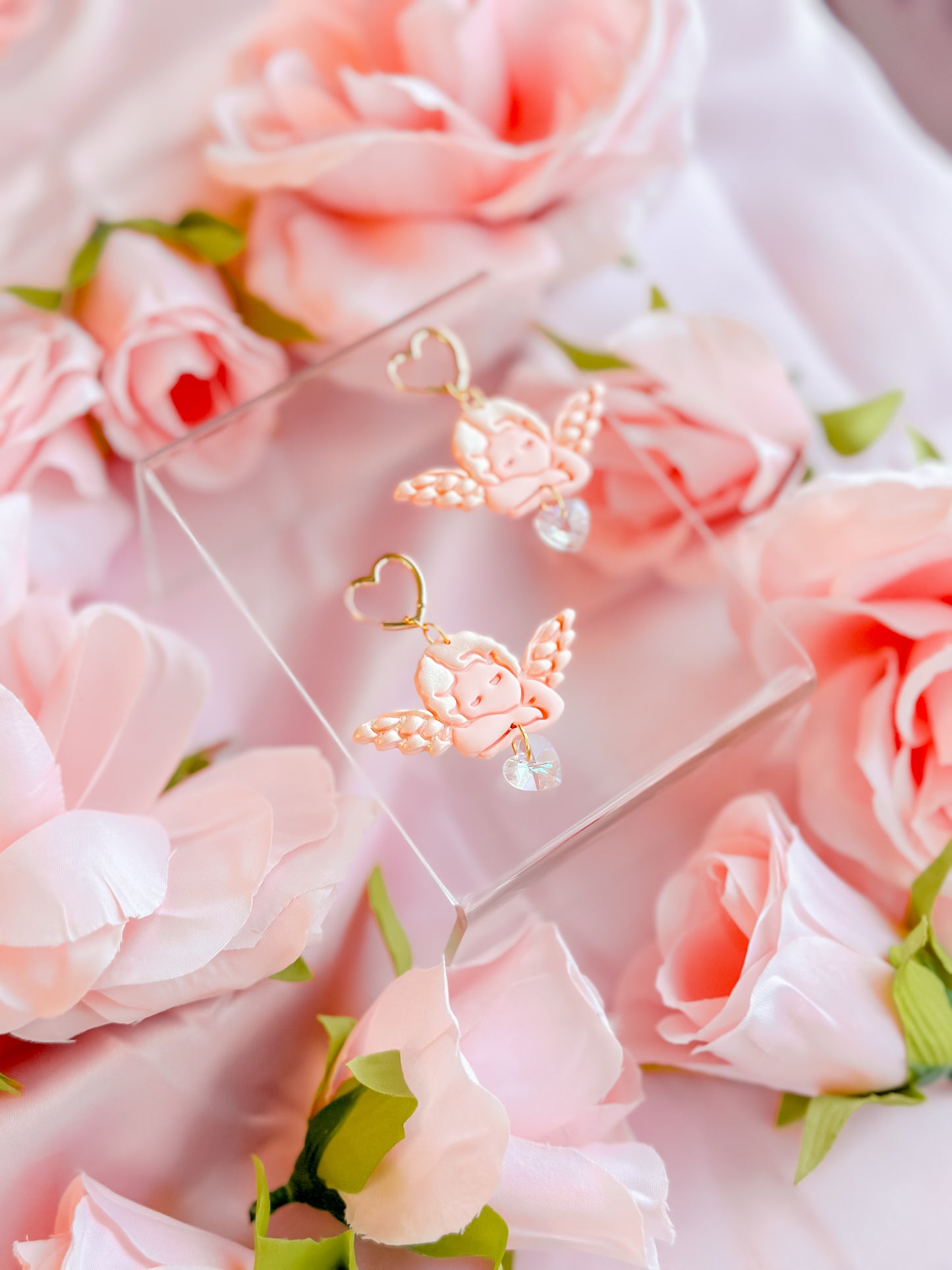 Cupids Peach Fuzz Heart Huggie Hoops