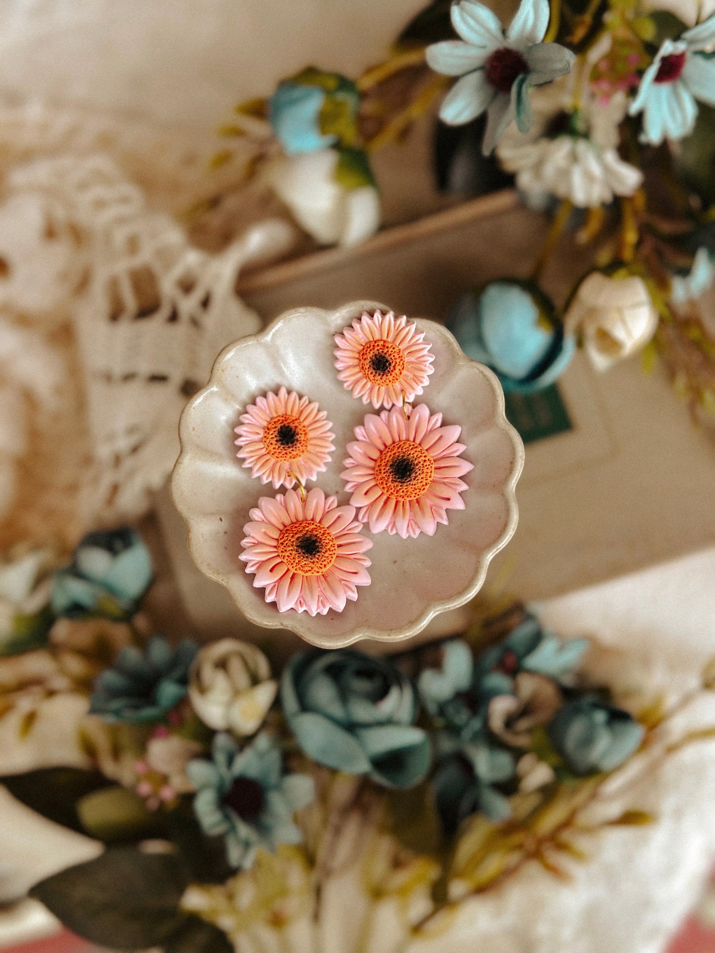 Peach Gerbera Daisy Dangles