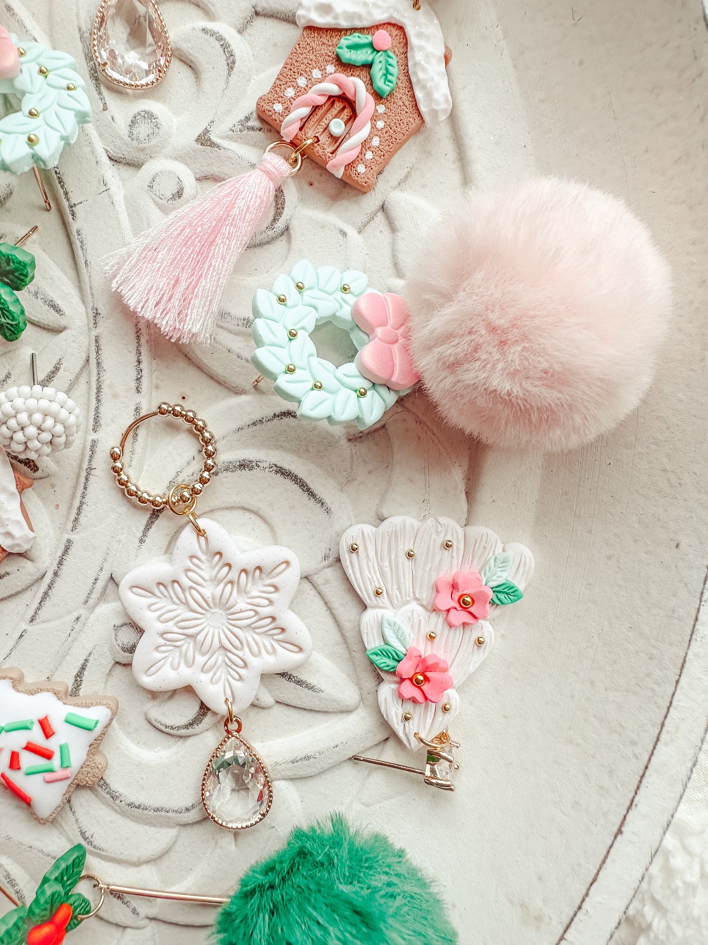 Vintage Flower Xmas Trees w/ Star Topper