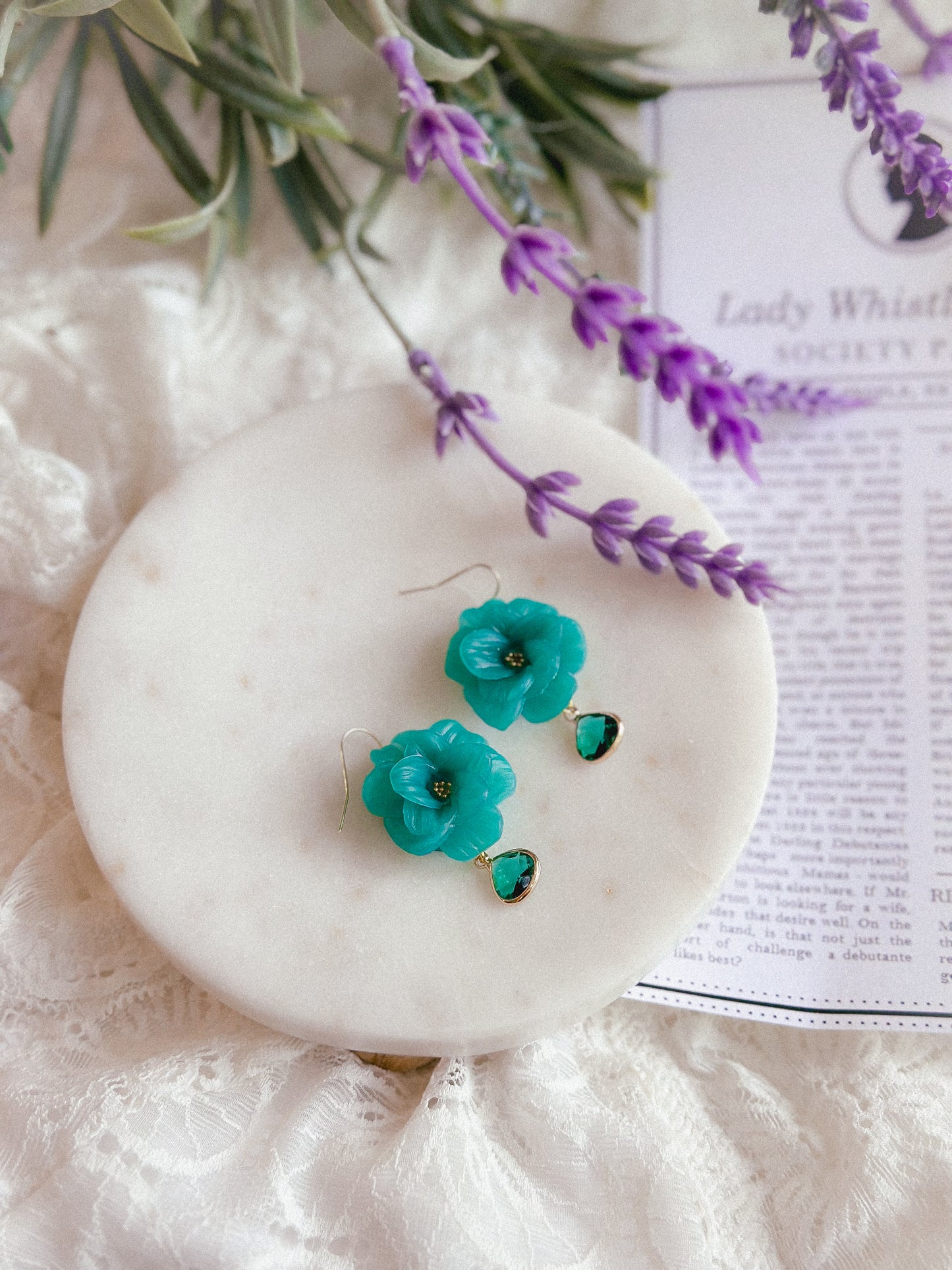 Emerald Translucent Crystal Flowers