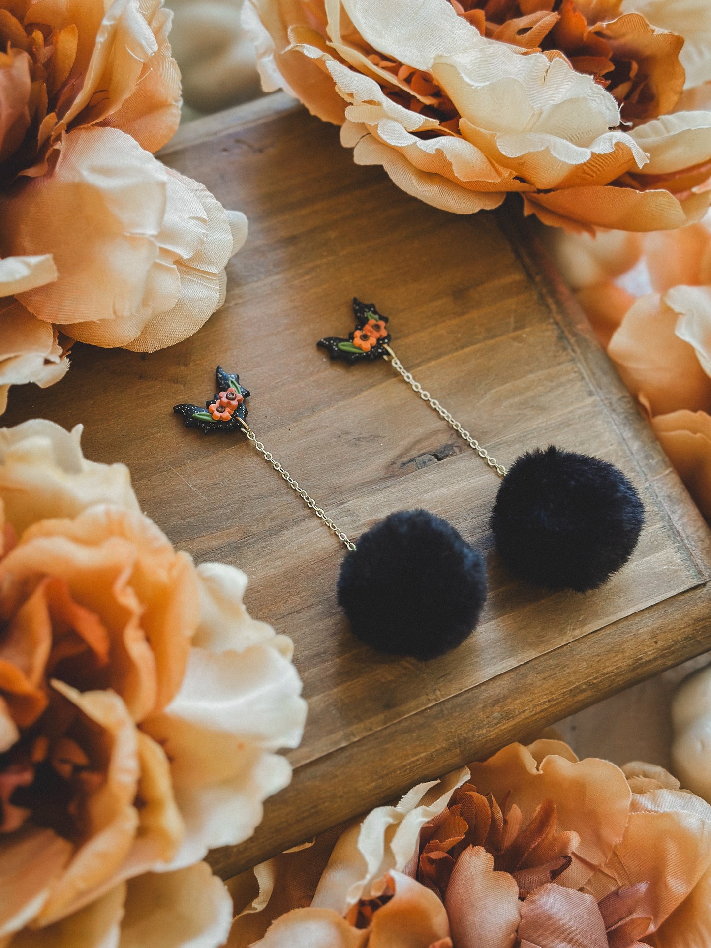 Floral Batty Pom Pom Drops