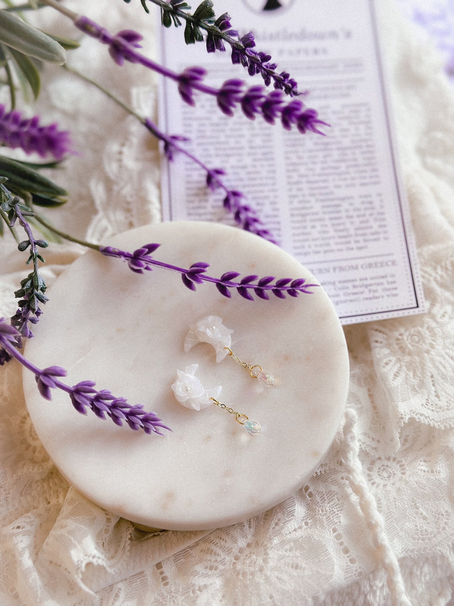 Translucent Floral Prism Moon Studs