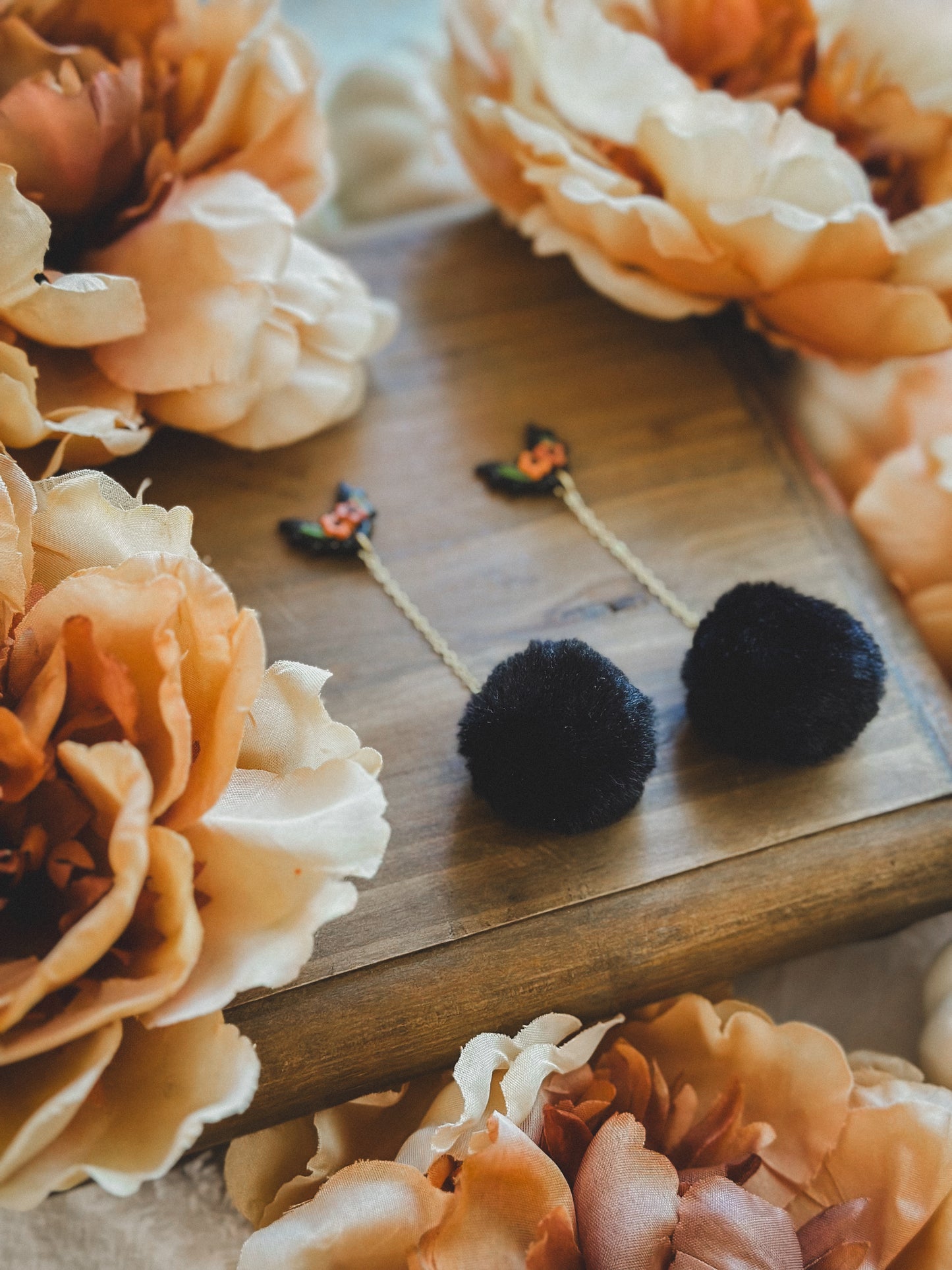 Floral Batty Pom Pom Drops