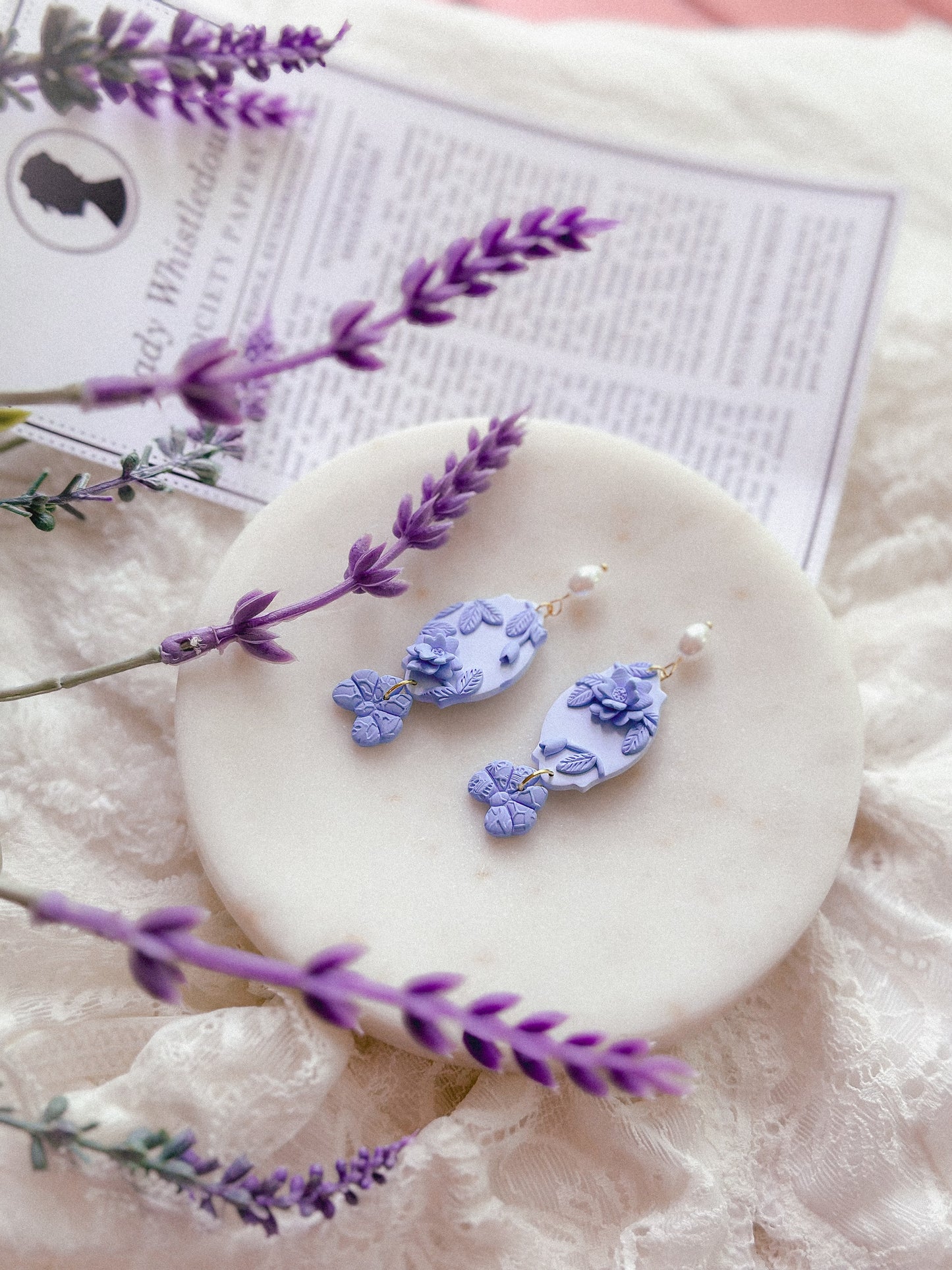 Eloise Blue Floral Bow Pearl Drops