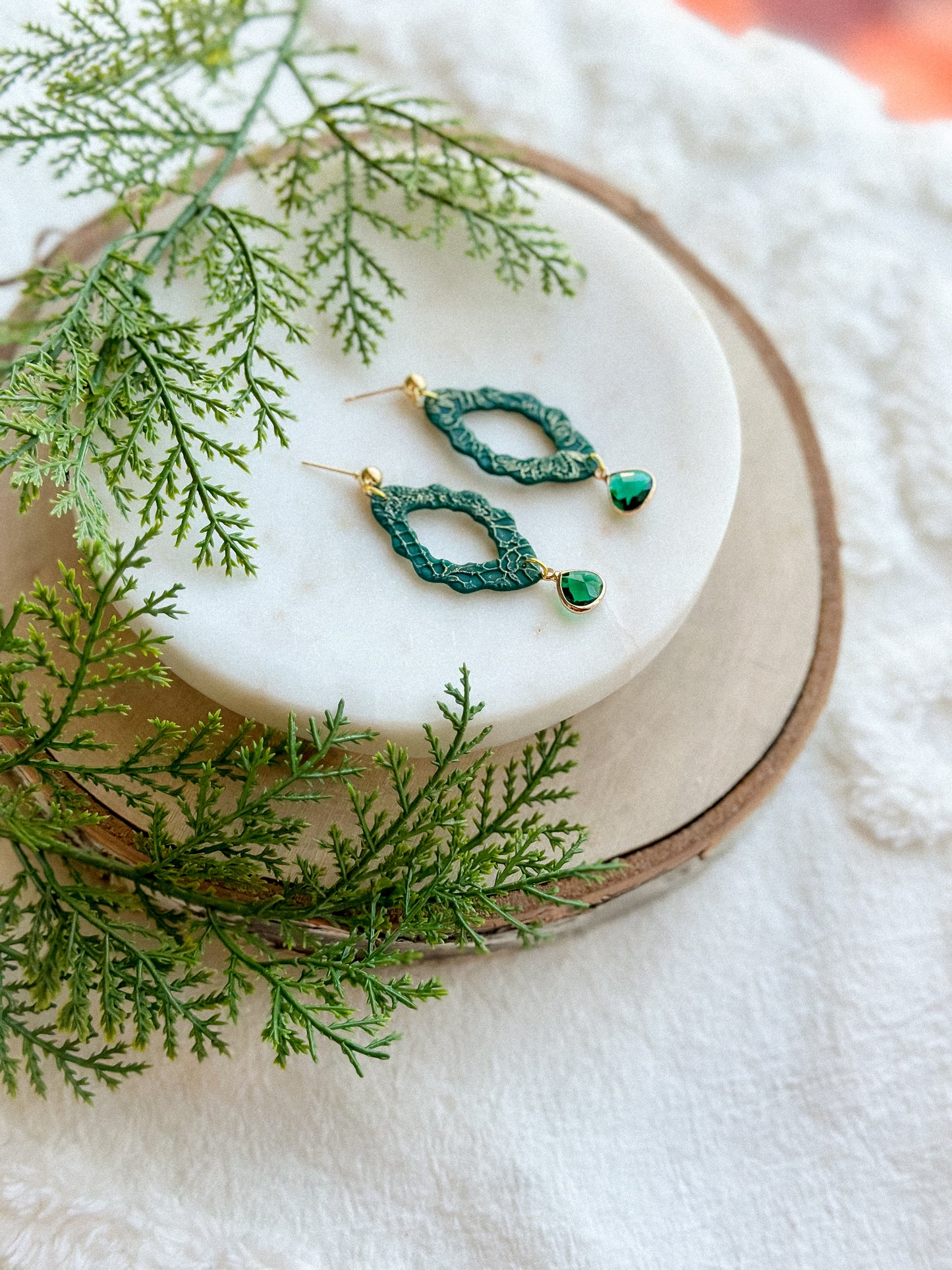 Emerald Lace Crystal Cutout Dangles