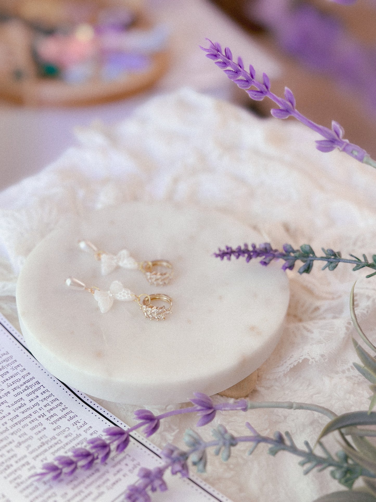 Translucent Floral Crystal Butterfly Huggies