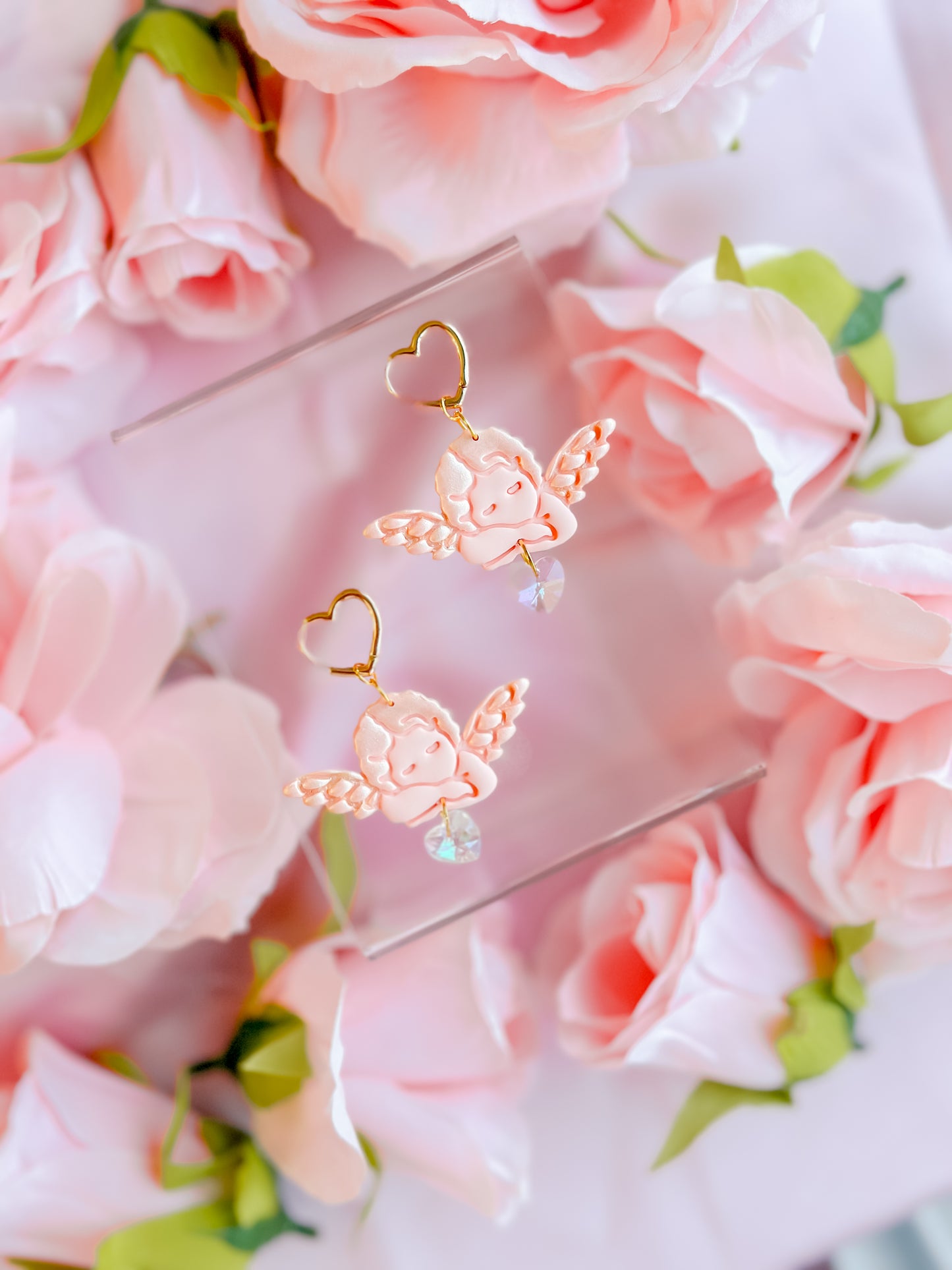 Cupids Peach Fuzz Heart Huggie Hoops