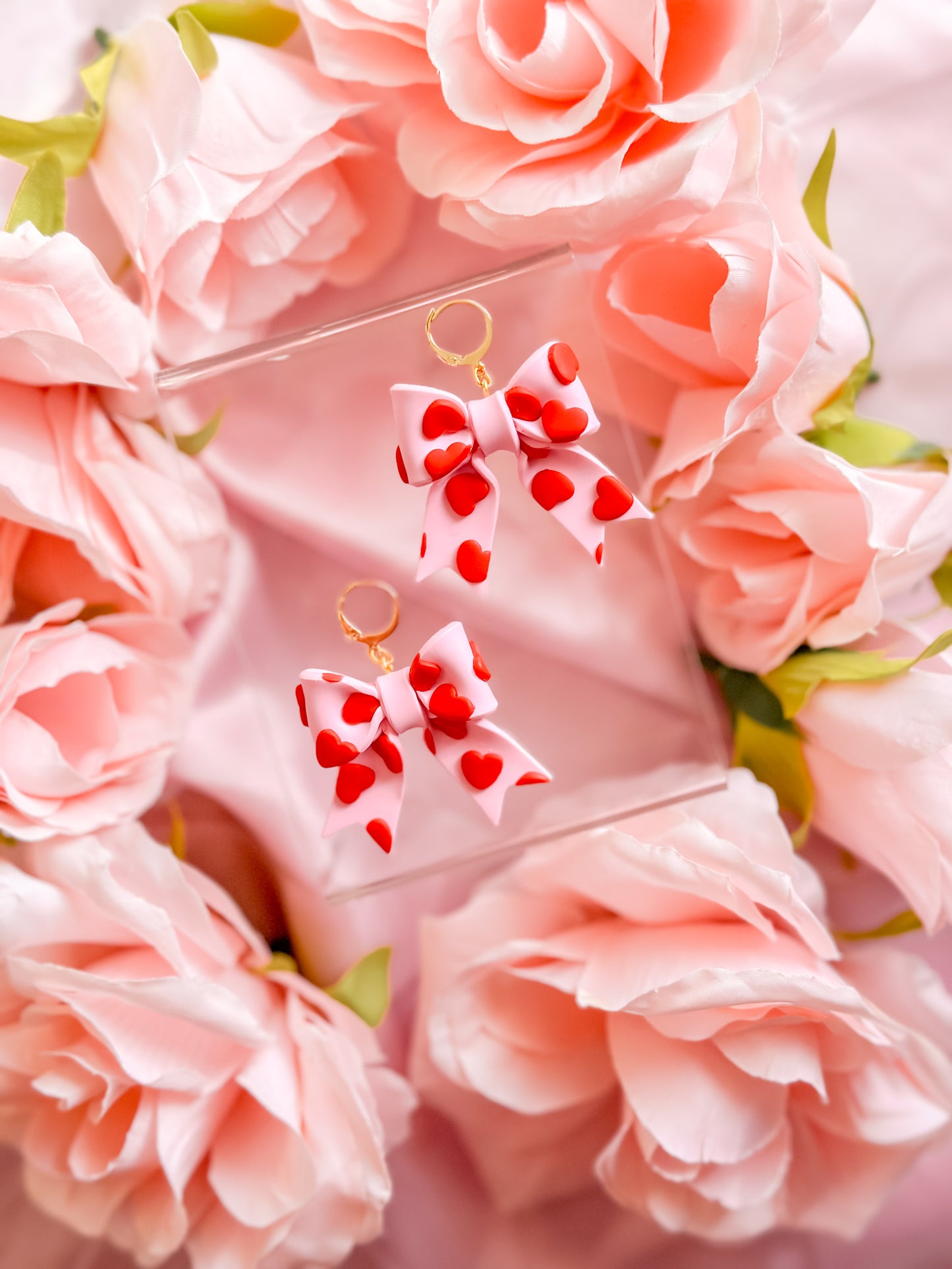Mini Lover Girl Heart Bows Dangles