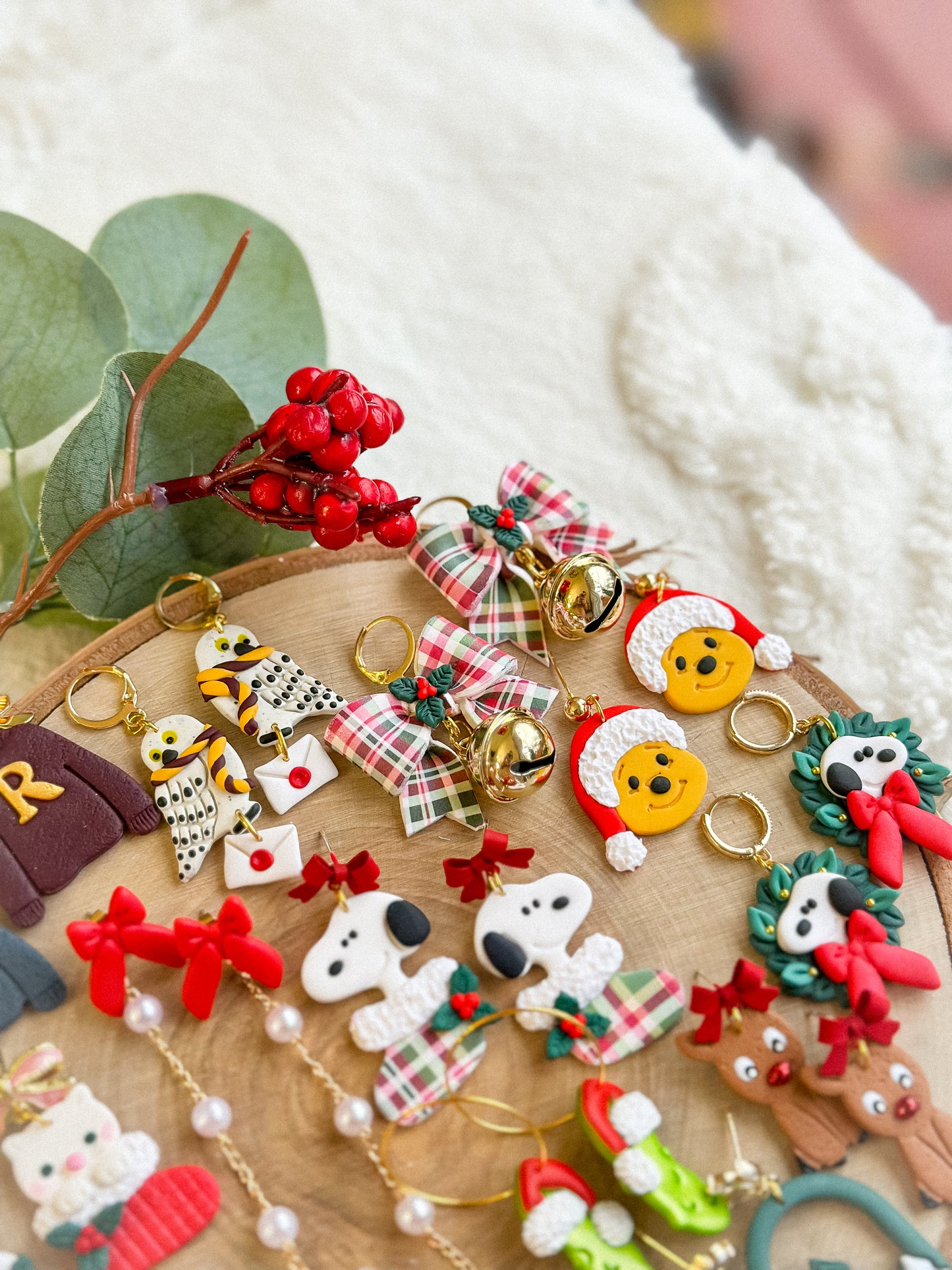 Plaid Holly Bows with Jingle Bells