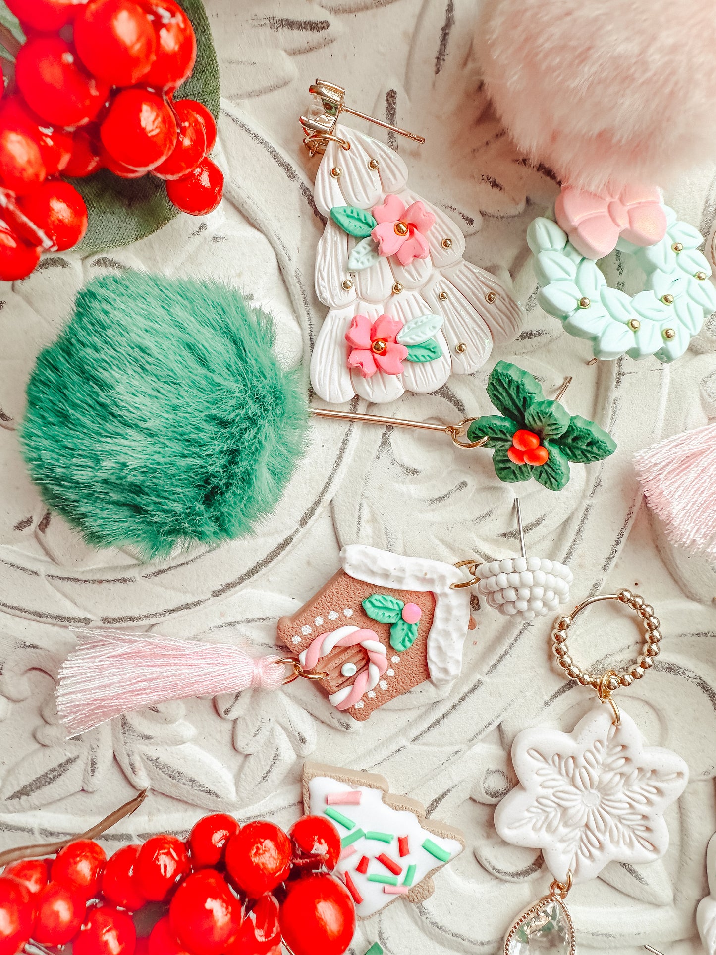 Vintage Flower Xmas Trees w/ Star Topper