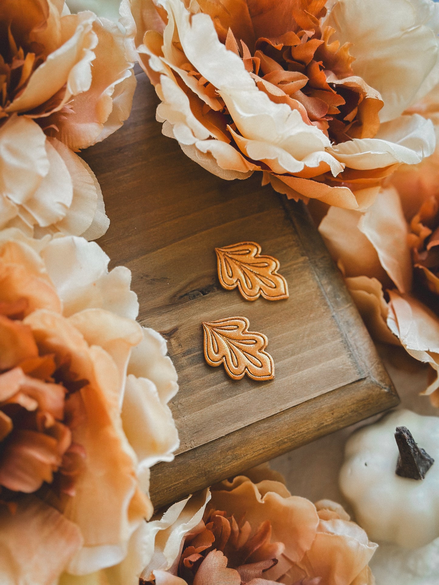 Copper Falling Leaves Studs