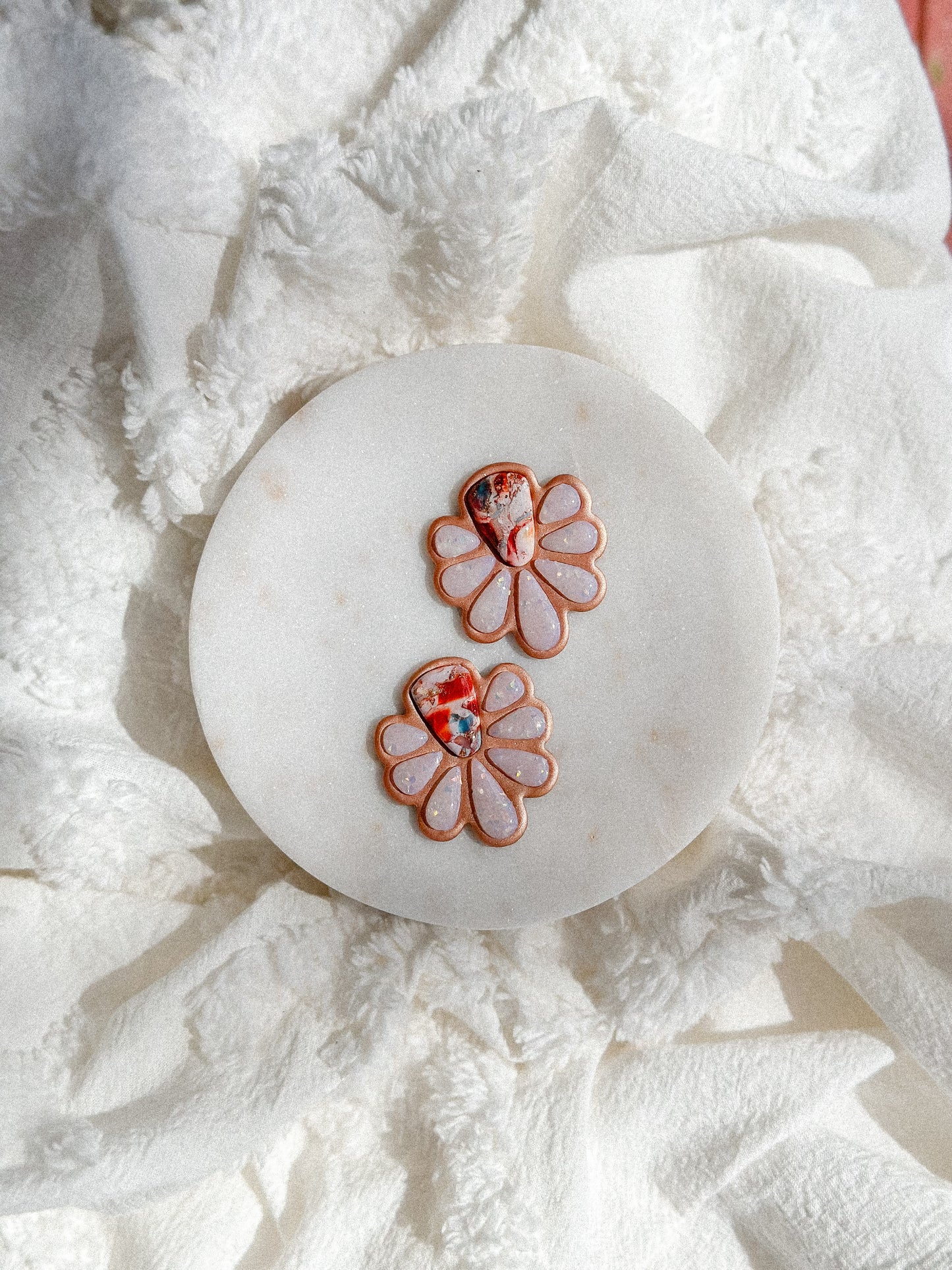 Opal + Copper Turquoise Inlay Statement Studs
