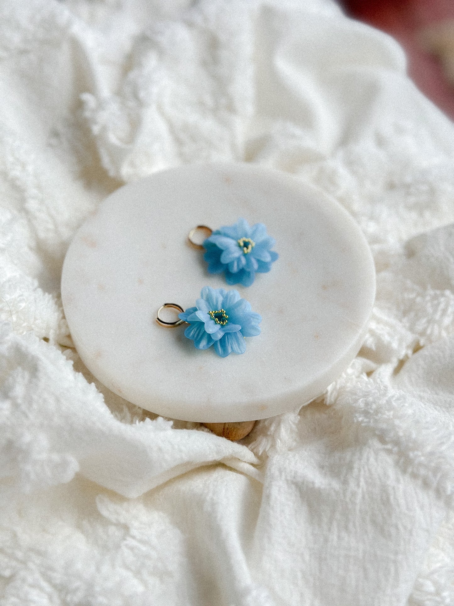 Blue Translucent Single Flowers on Huggies