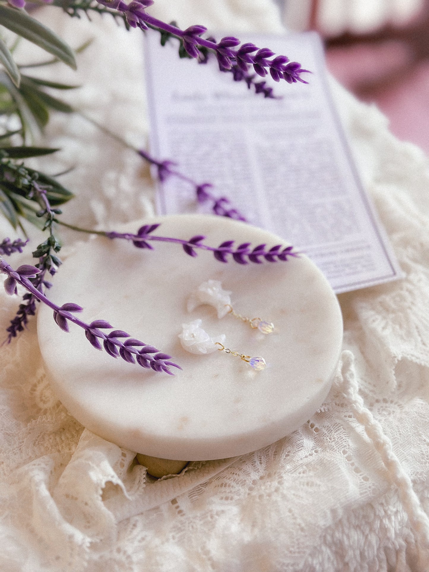Translucent Floral Prism Moon Studs