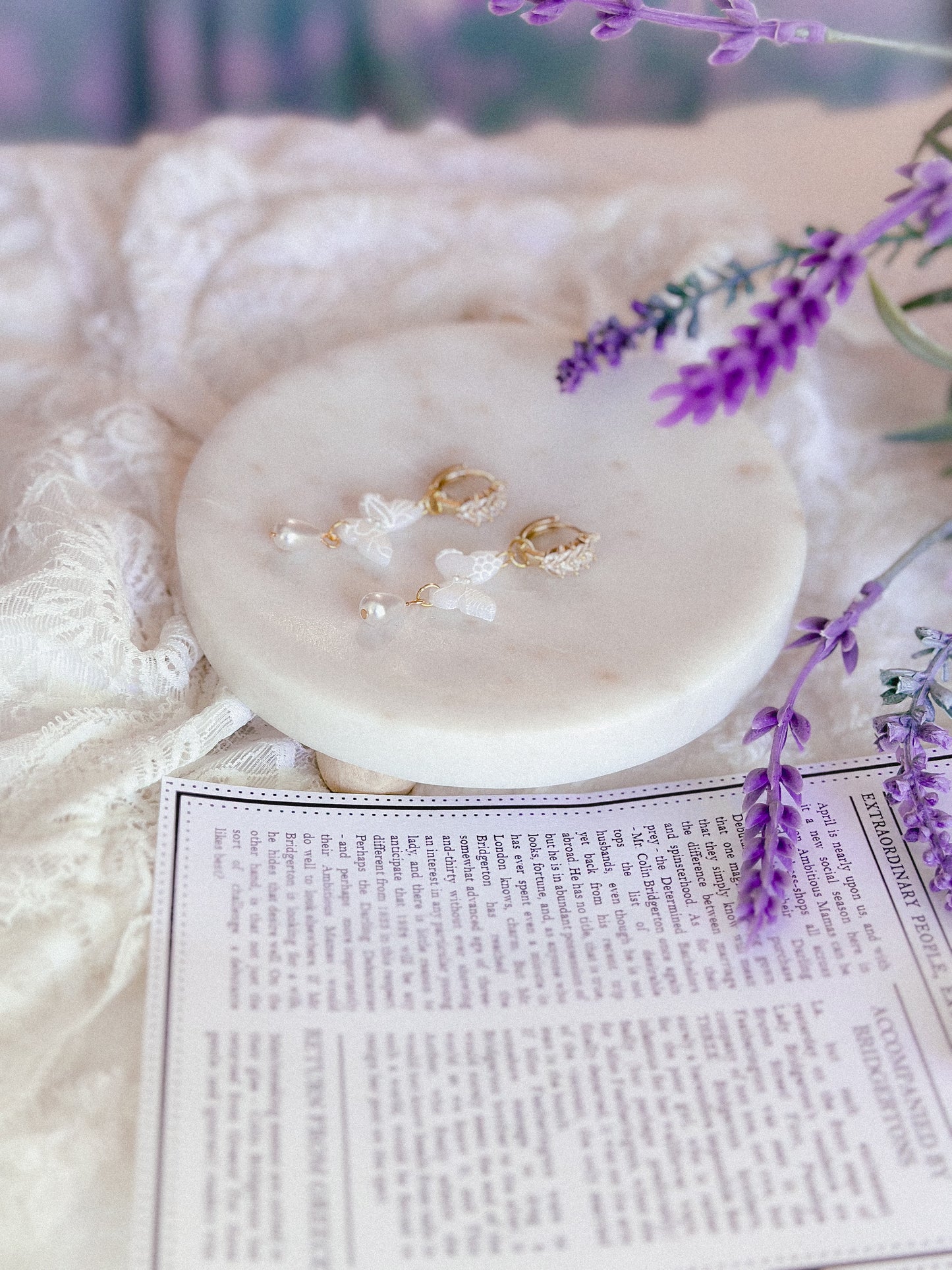 Translucent Floral Crystal Butterfly Huggies