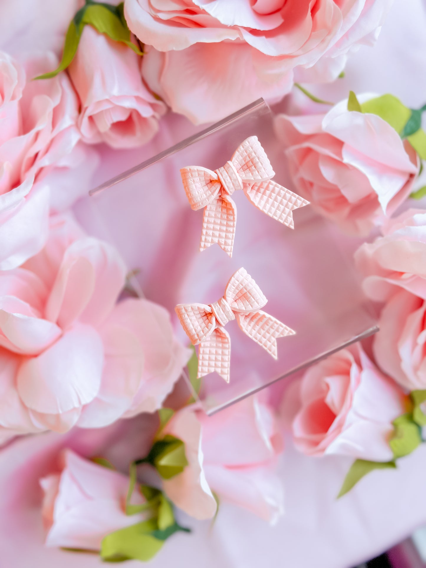 Peach Fuzz Bows Studs