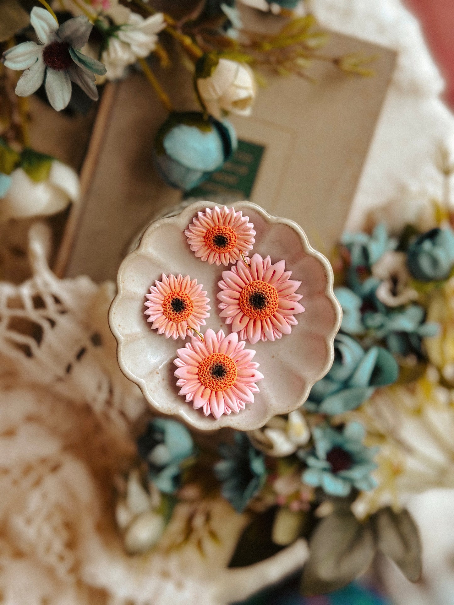 Peach Gerbera Daisy Dangles