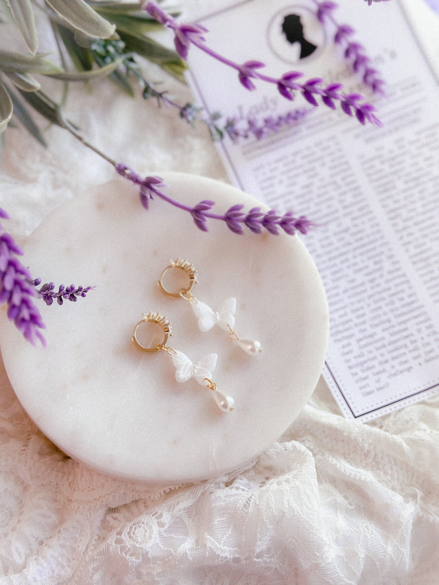 Translucent Floral Crystal Butterfly Huggies