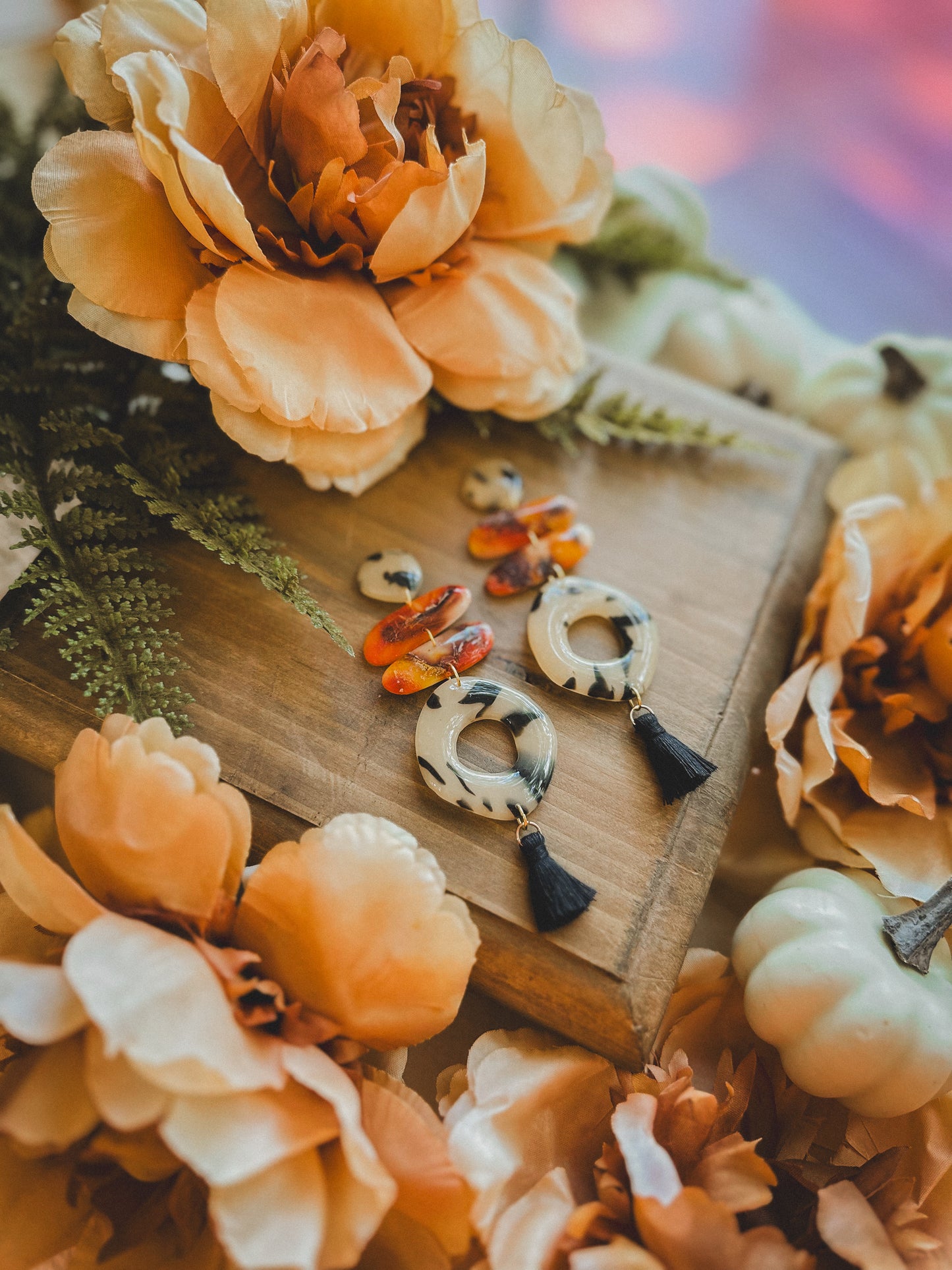 Tortoise Shell + Stained Glass Dangles