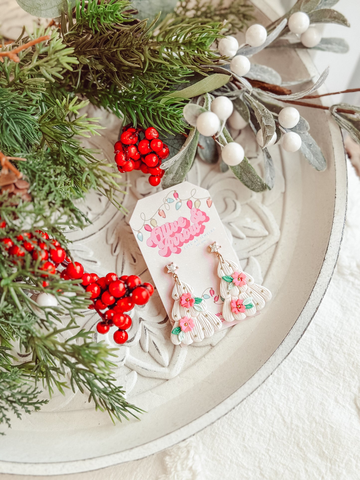 Vintage Flower Xmas Trees w/ Star Topper
