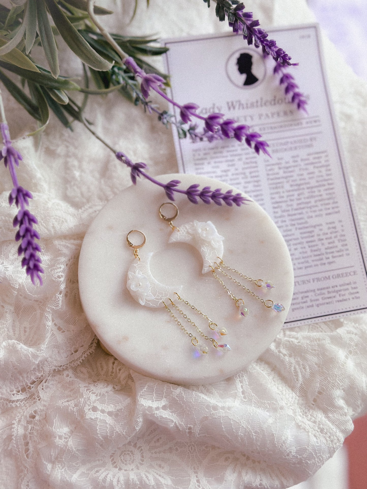 Translucent Floral Prism Moon Dangles