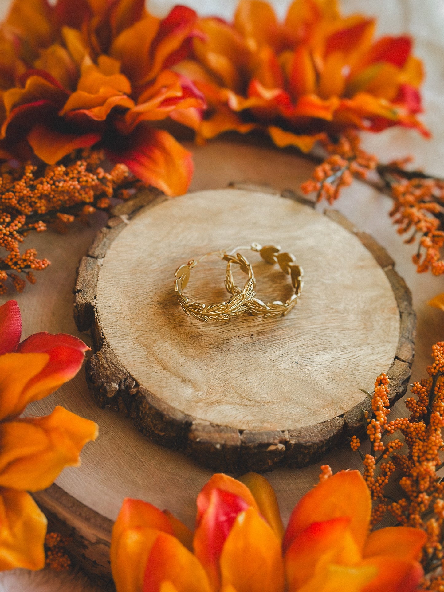 Autumn Leaves Gold Hoops