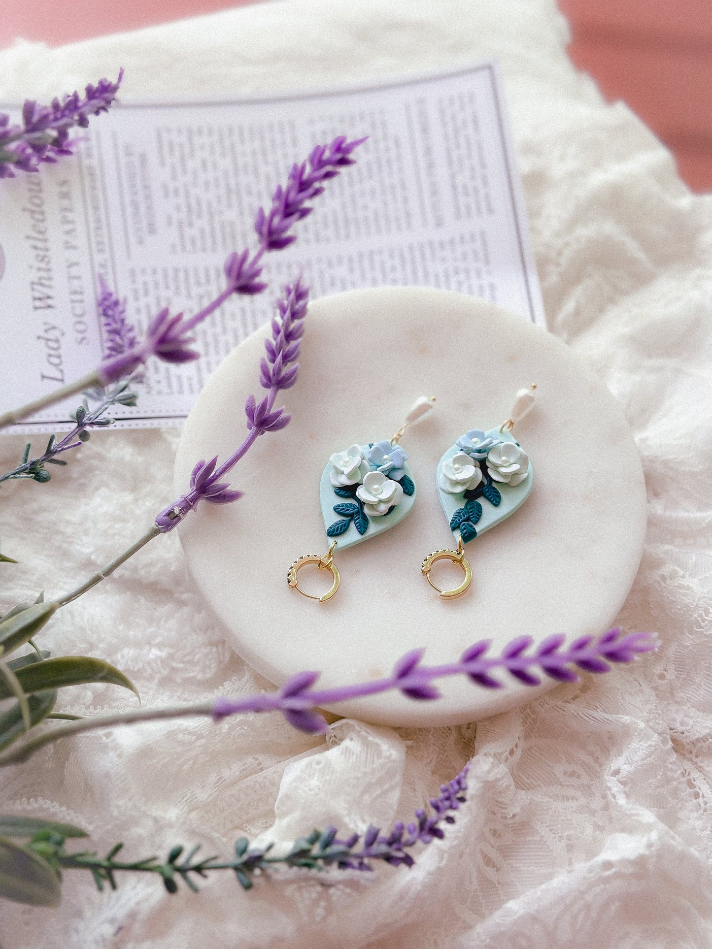 Penelope Mint Floral Pearl Drops