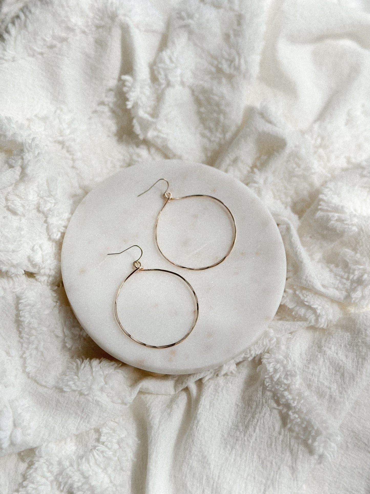 Minimal Hammered Gold Wire Hoops