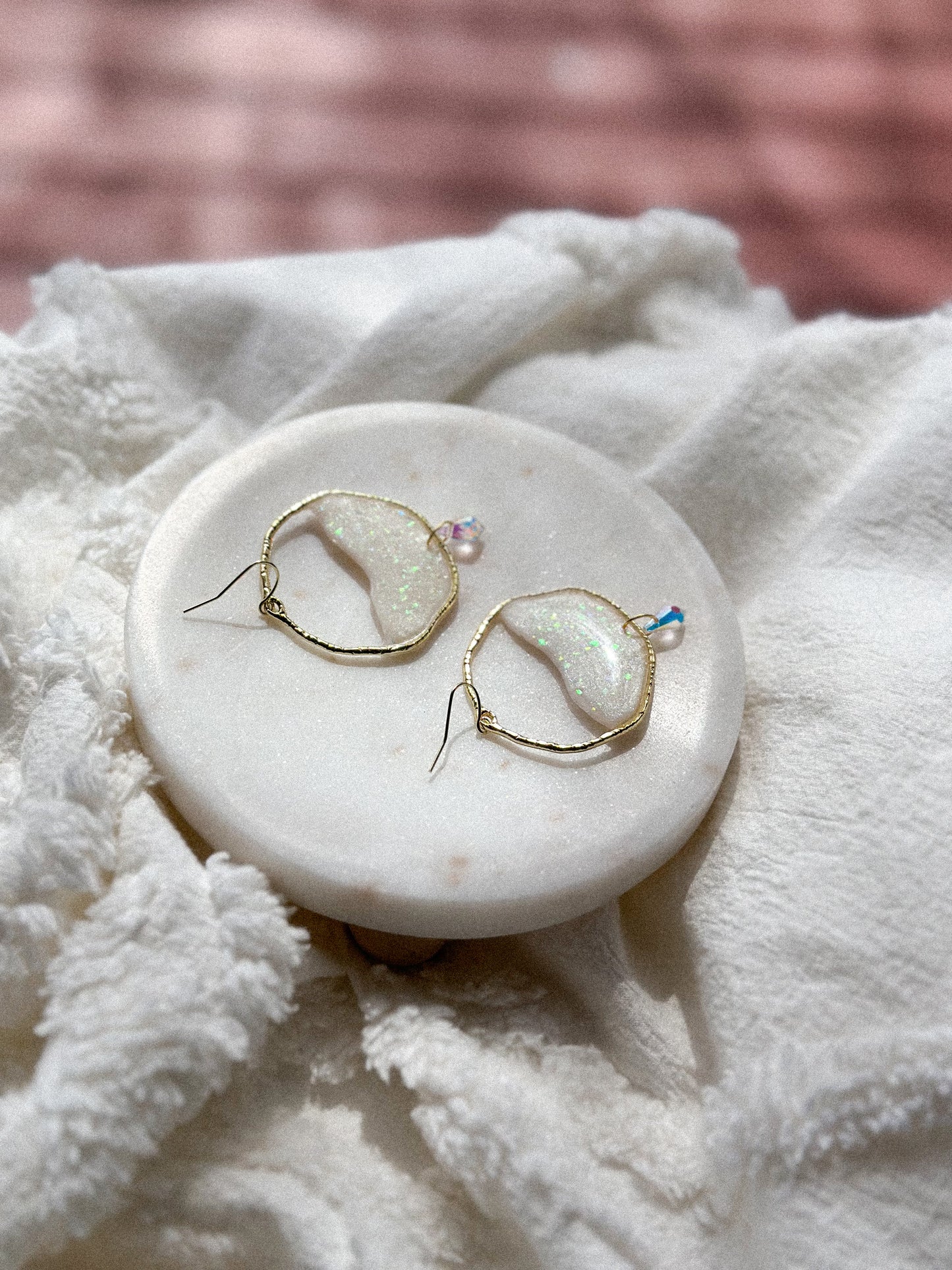 Opal Stained Glass Hoops Earrings