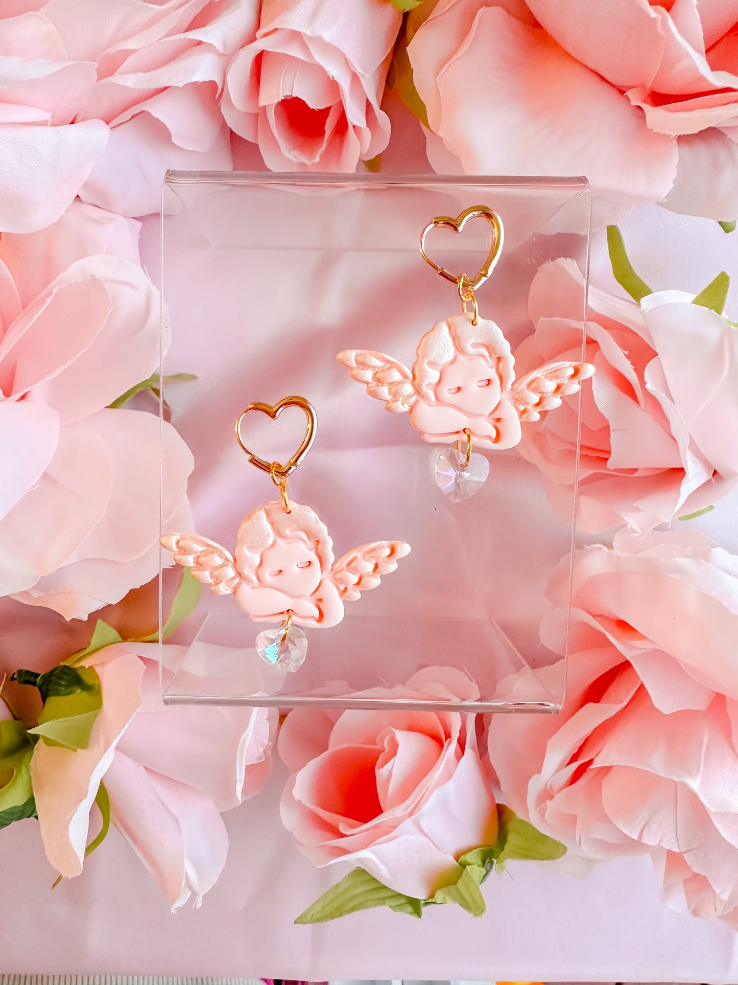 Cupids Peach Fuzz Heart Huggie Hoops