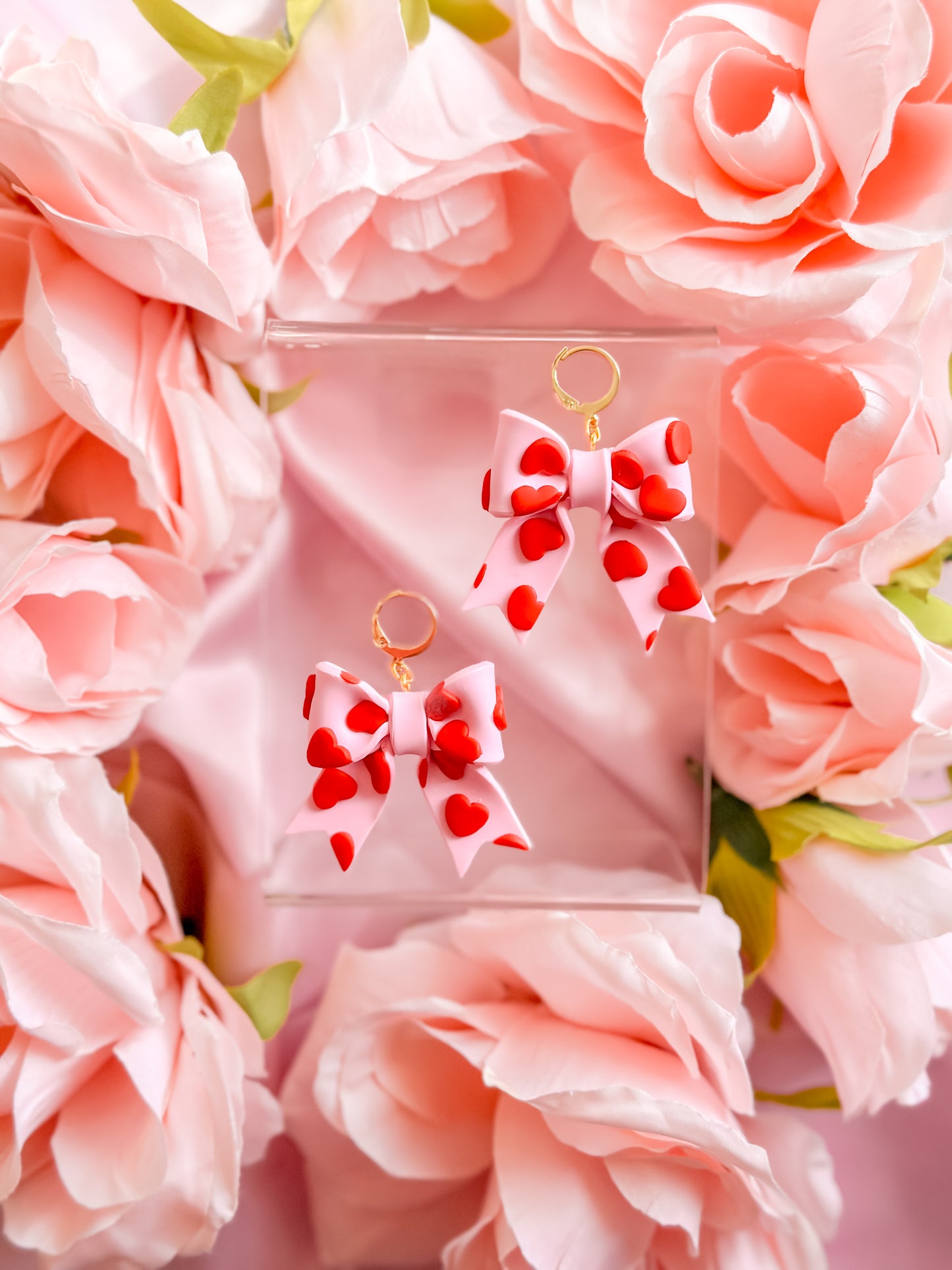 Mini Lover Girl Heart Bows Dangles