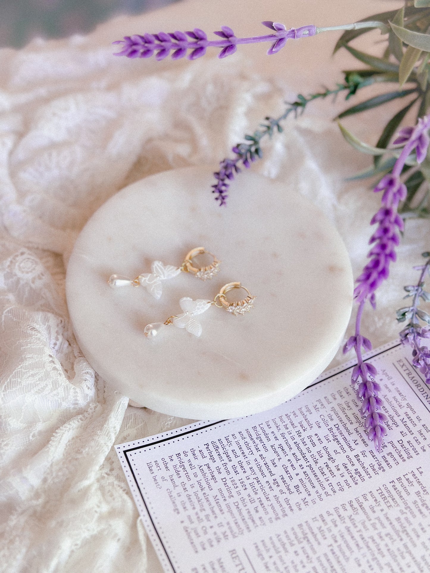 Translucent Floral Crystal Butterfly Huggies