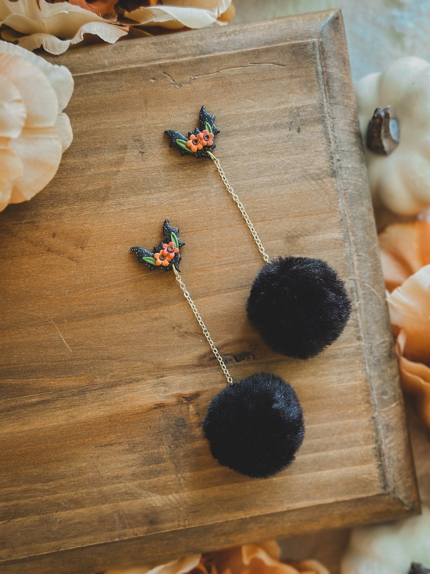 Floral Batty Pom Pom Drops