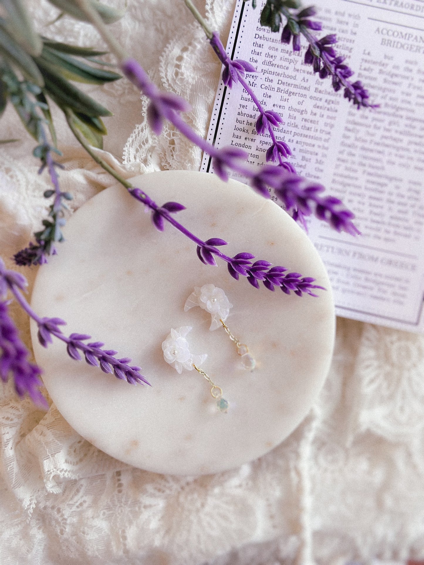 Translucent Floral Prism Moon Studs