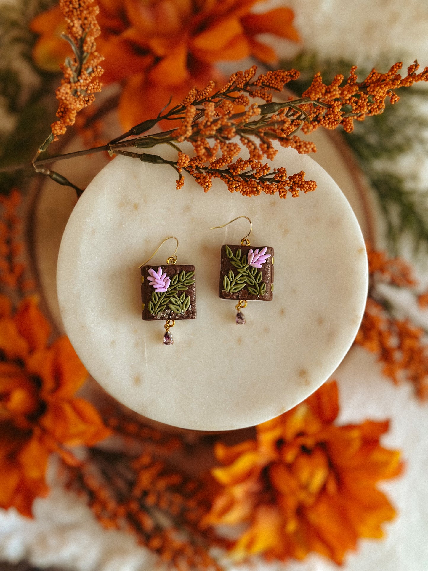Practical Magic Spell Book Drops polymer clay earrings witchy book motif