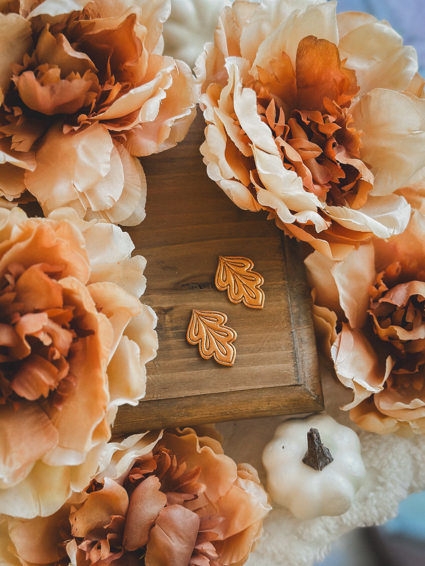 Copper Falling Leaves Studs