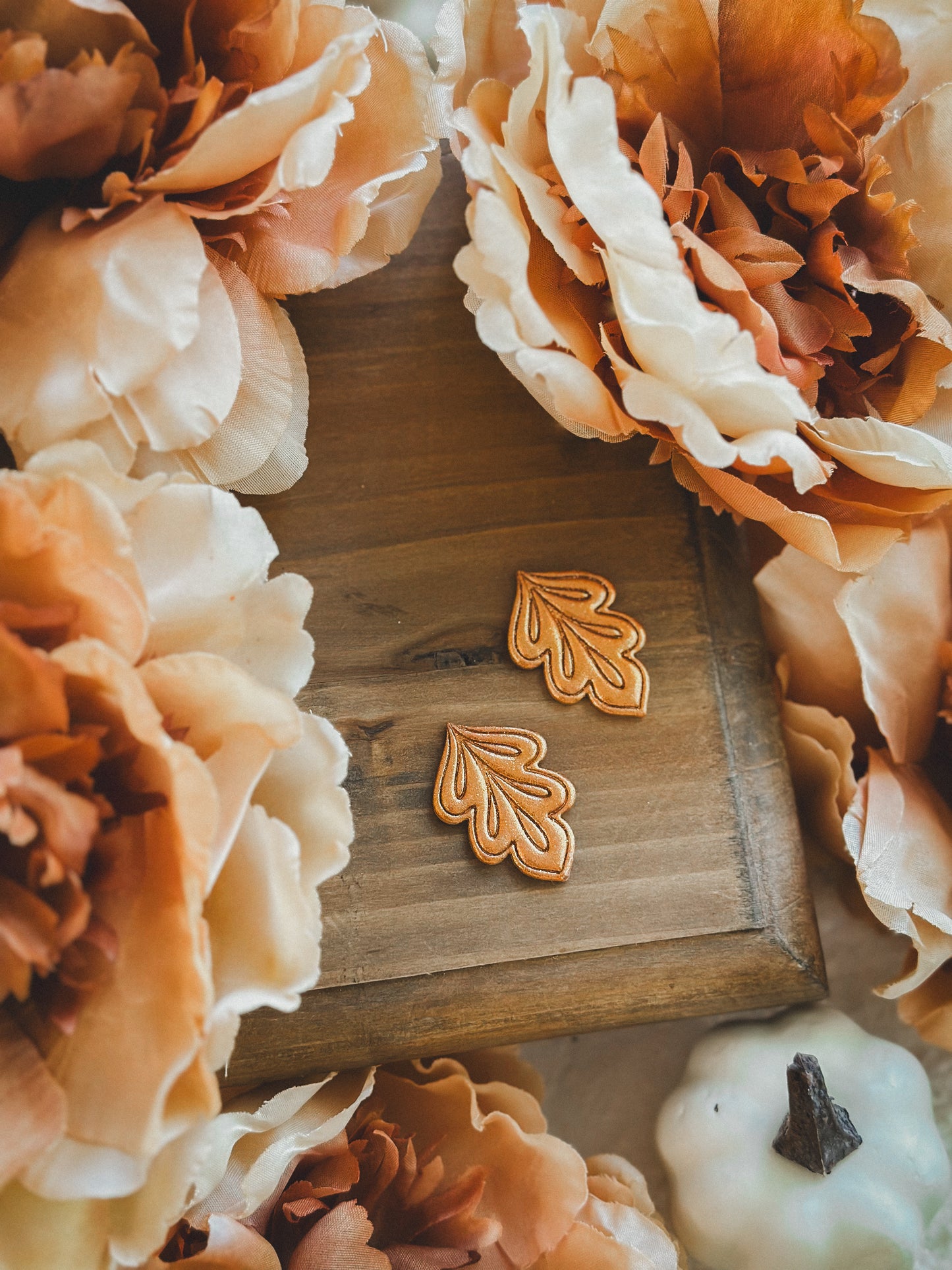 Copper Falling Leaves Studs