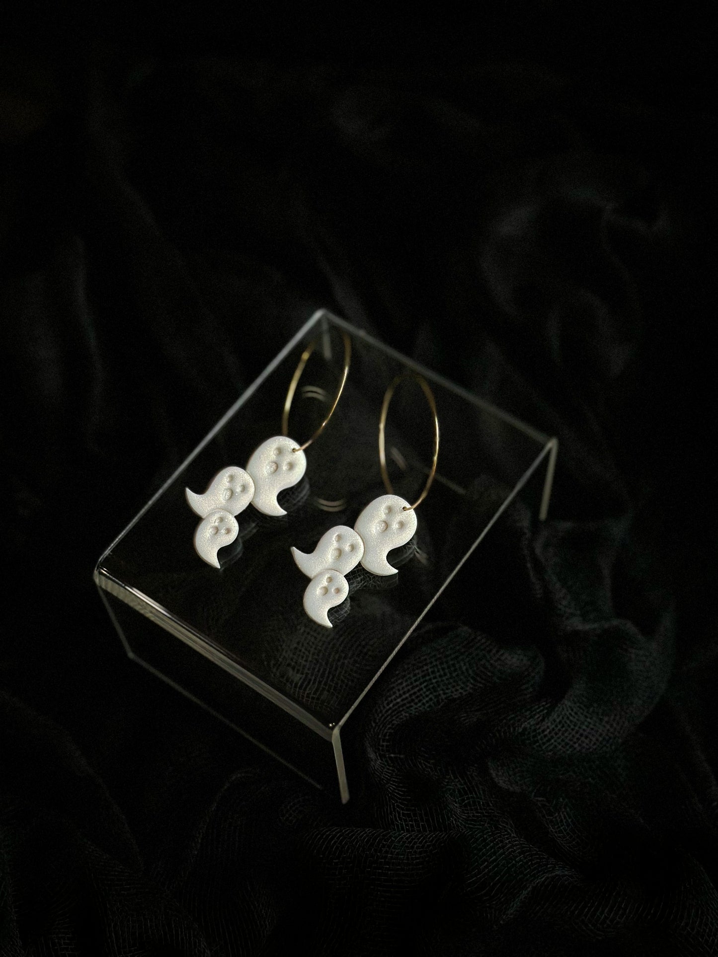 Holographic Shimmer Howling Ghostie Hoops