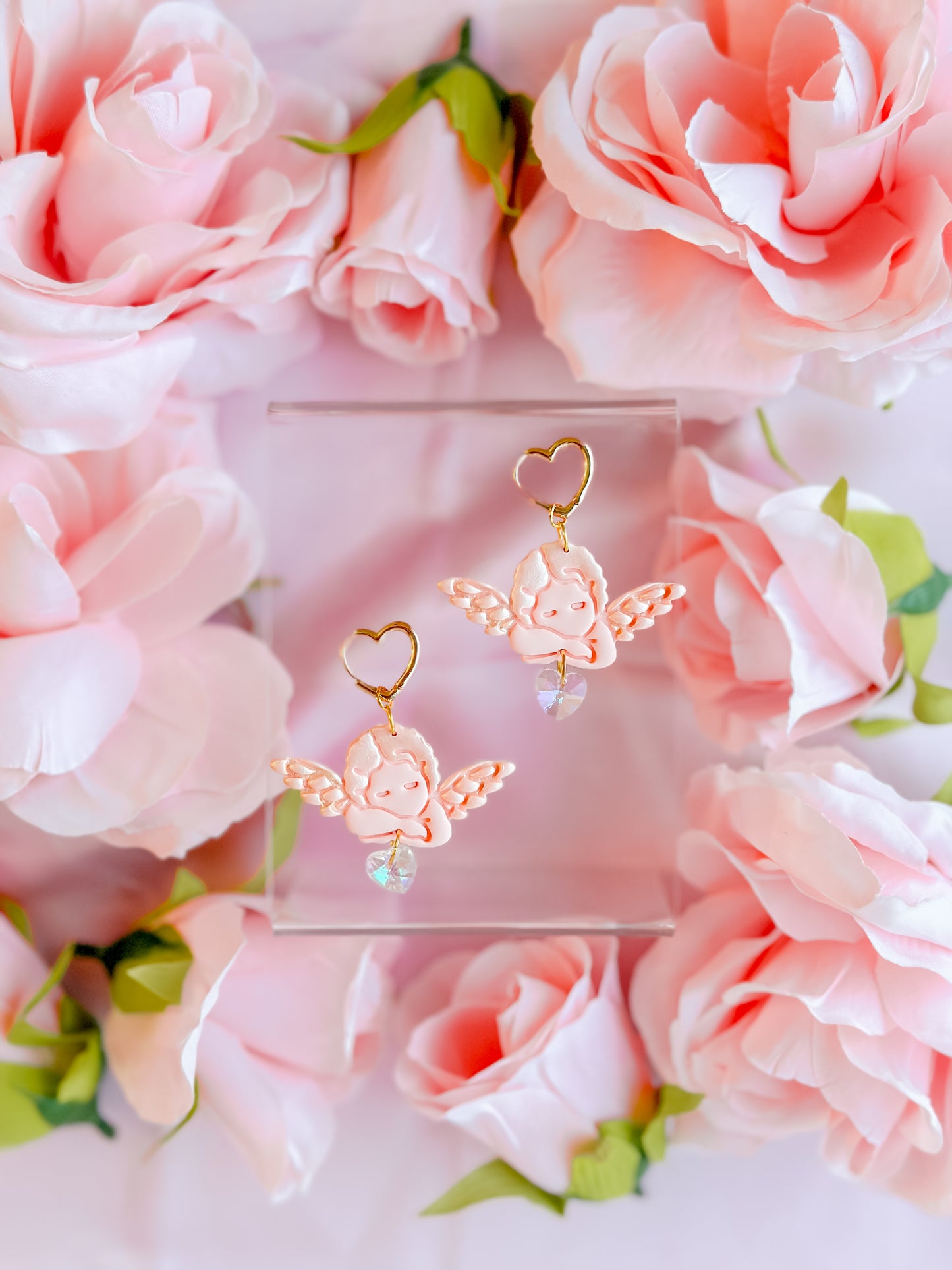 Cupids Peach Fuzz Heart Huggie Hoops