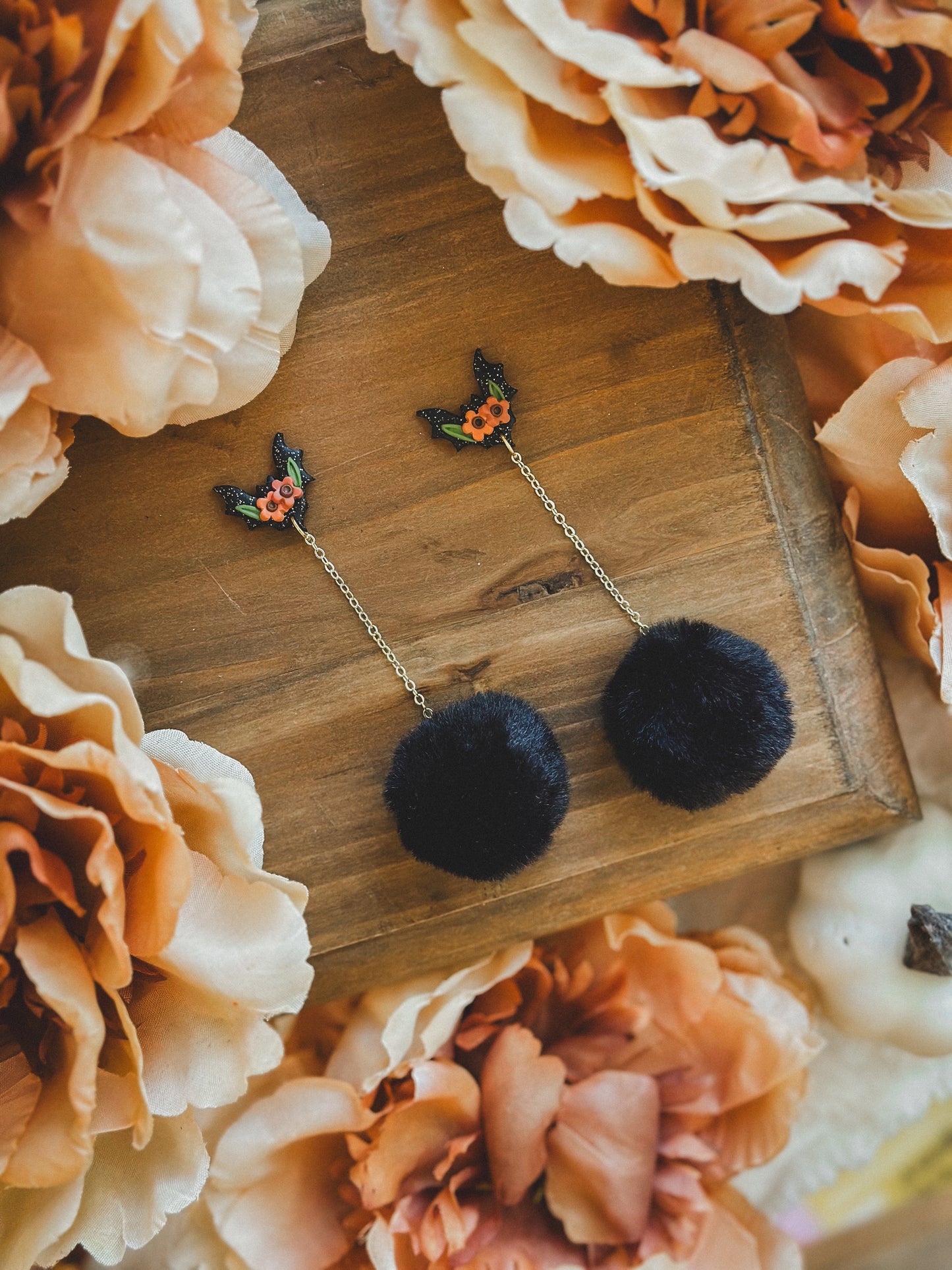 Floral Batty Pom Pom Drops