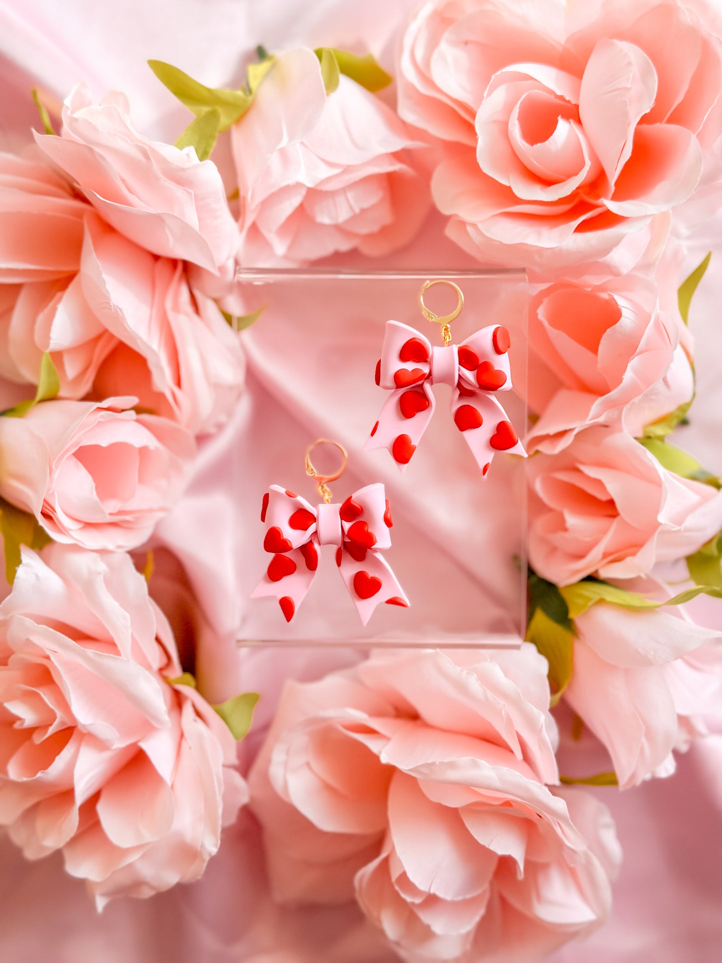 Mini Lover Girl Heart Bows Dangles