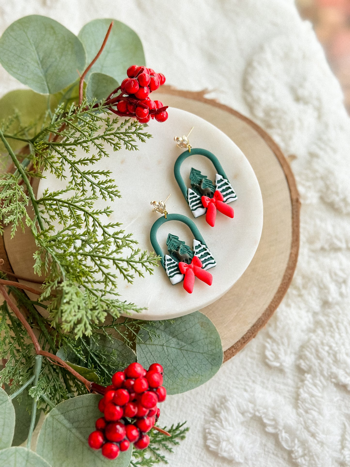 Shimmery Winter Scene on Crystal Leaves