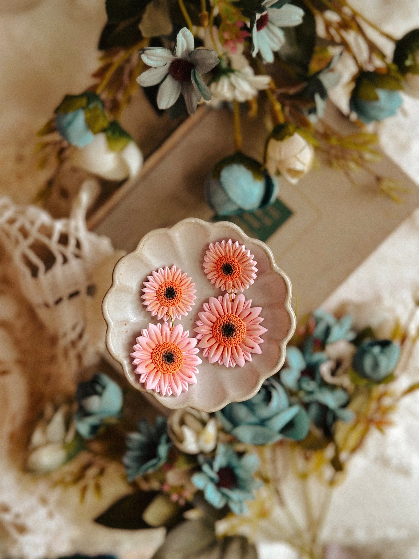 Peach Gerbera Daisy Dangles