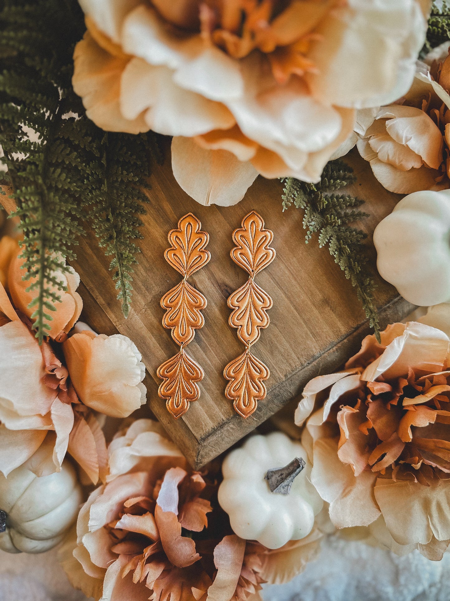 Copper Falling Leaves Dangles