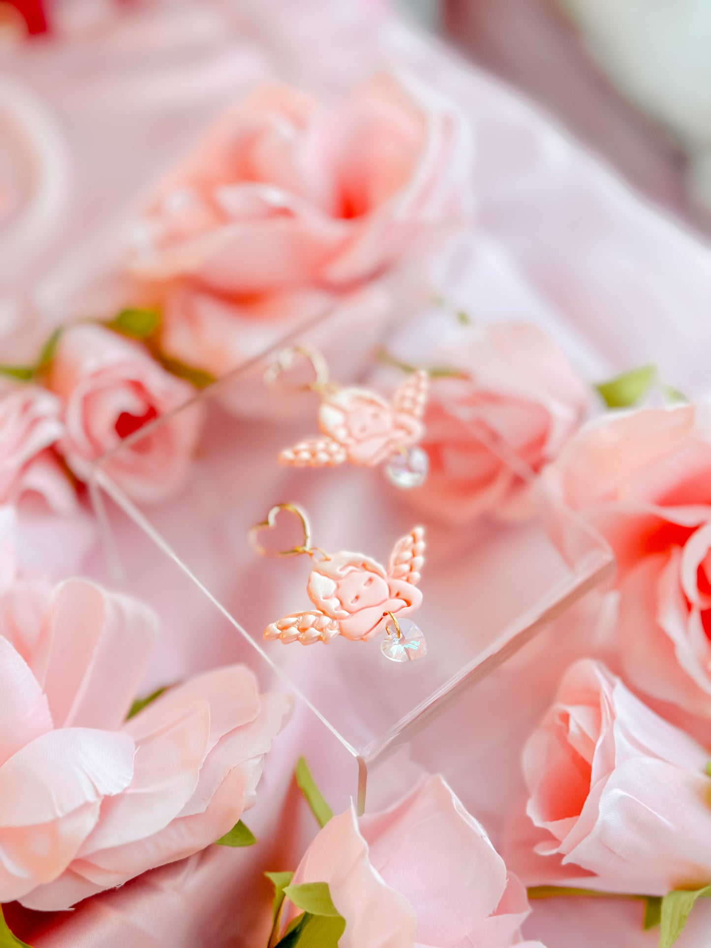 Cupids Peach Fuzz Heart Huggie Hoops
