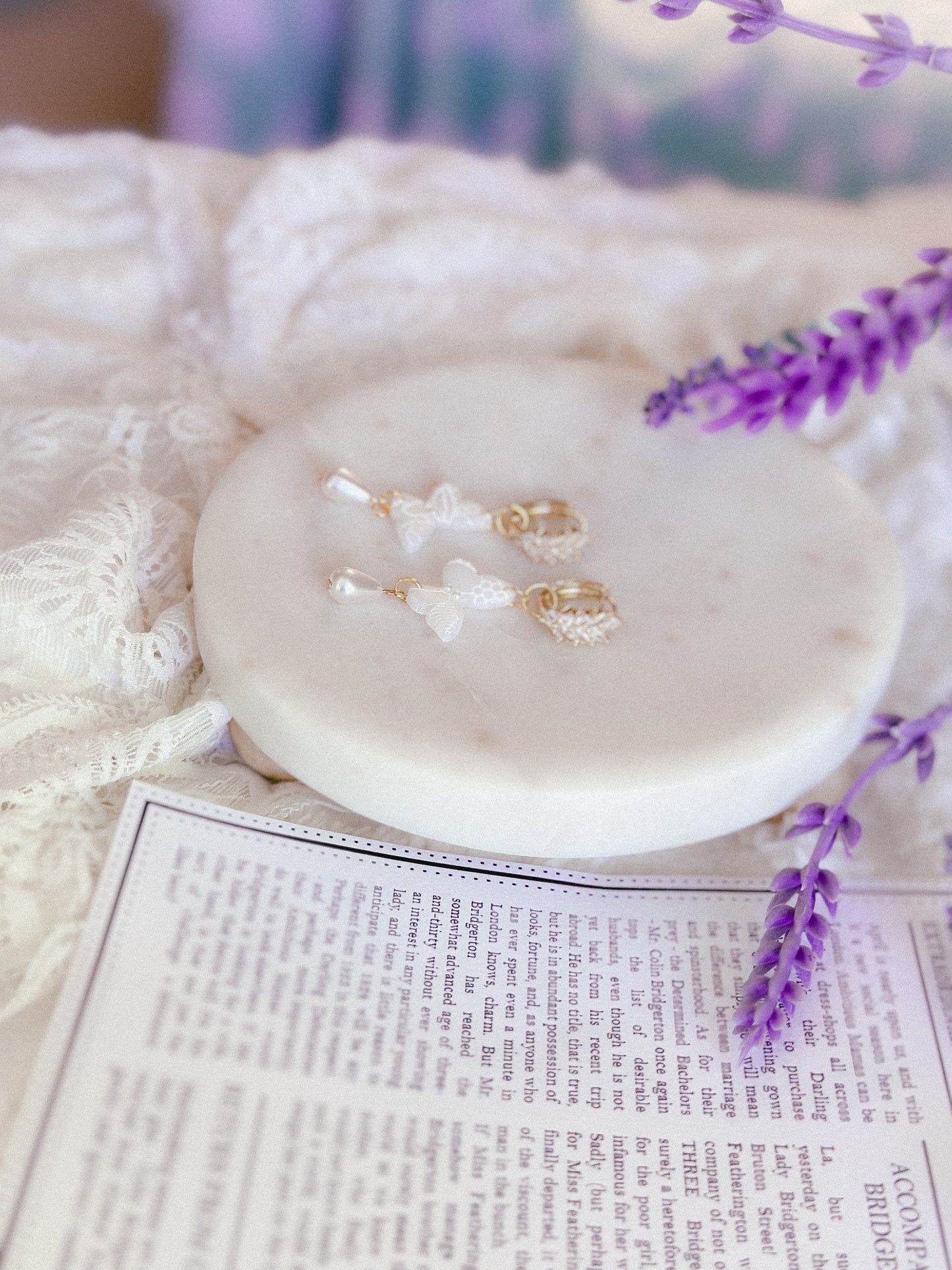 Translucent Floral Crystal Butterfly Huggies