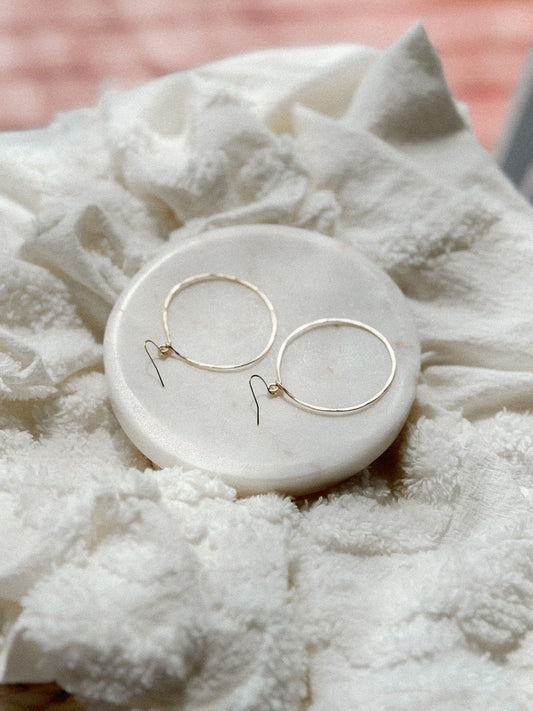 Minimal Hammered Gold Wire Hoops